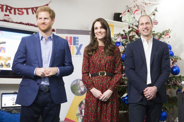TRH The Duke and Duchess of Cambridge and Prince Harry attend The Mix's Christmas Volunteer Party