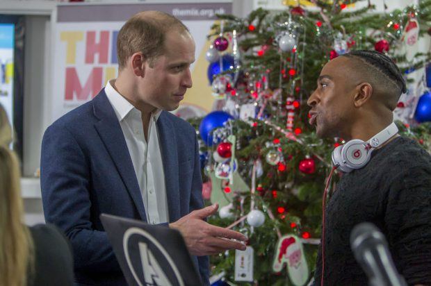 HRH The Duke of Cambridge talks to AJ King, one of The Mix's supporters