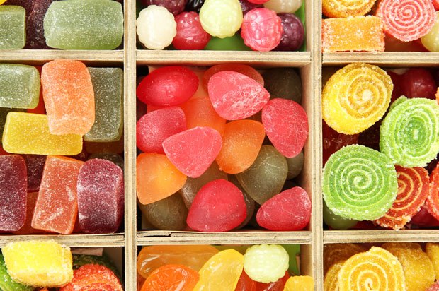 Different types of colourful sweets