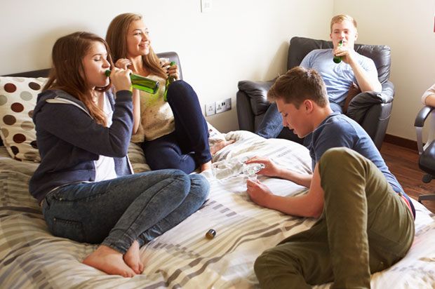 group of teens drinking