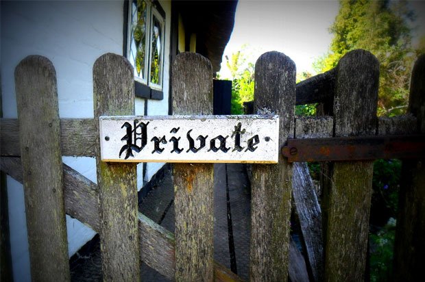 gate with 'private' notice on it