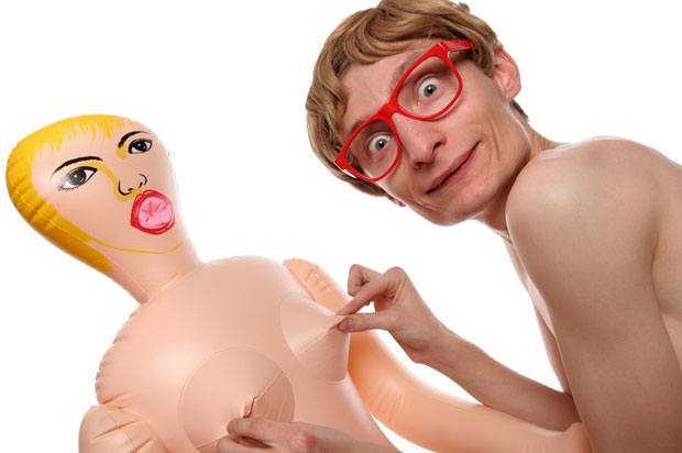 boy with blow up doll