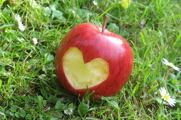 apple with heart carved out