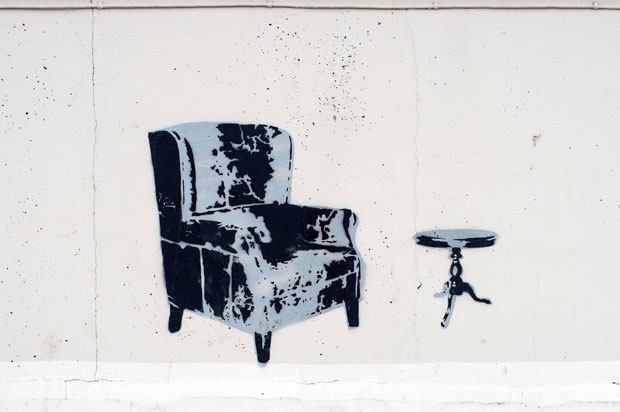 graffiti image of a armchair and coffee table
