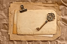 vintage key and old paper